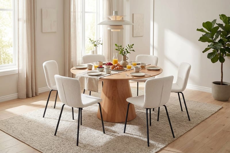 Siena spisegruppe rund 130 cm eik med 6 Katy spisestoler - Eik - Møbler - Bord - Spisegrupper