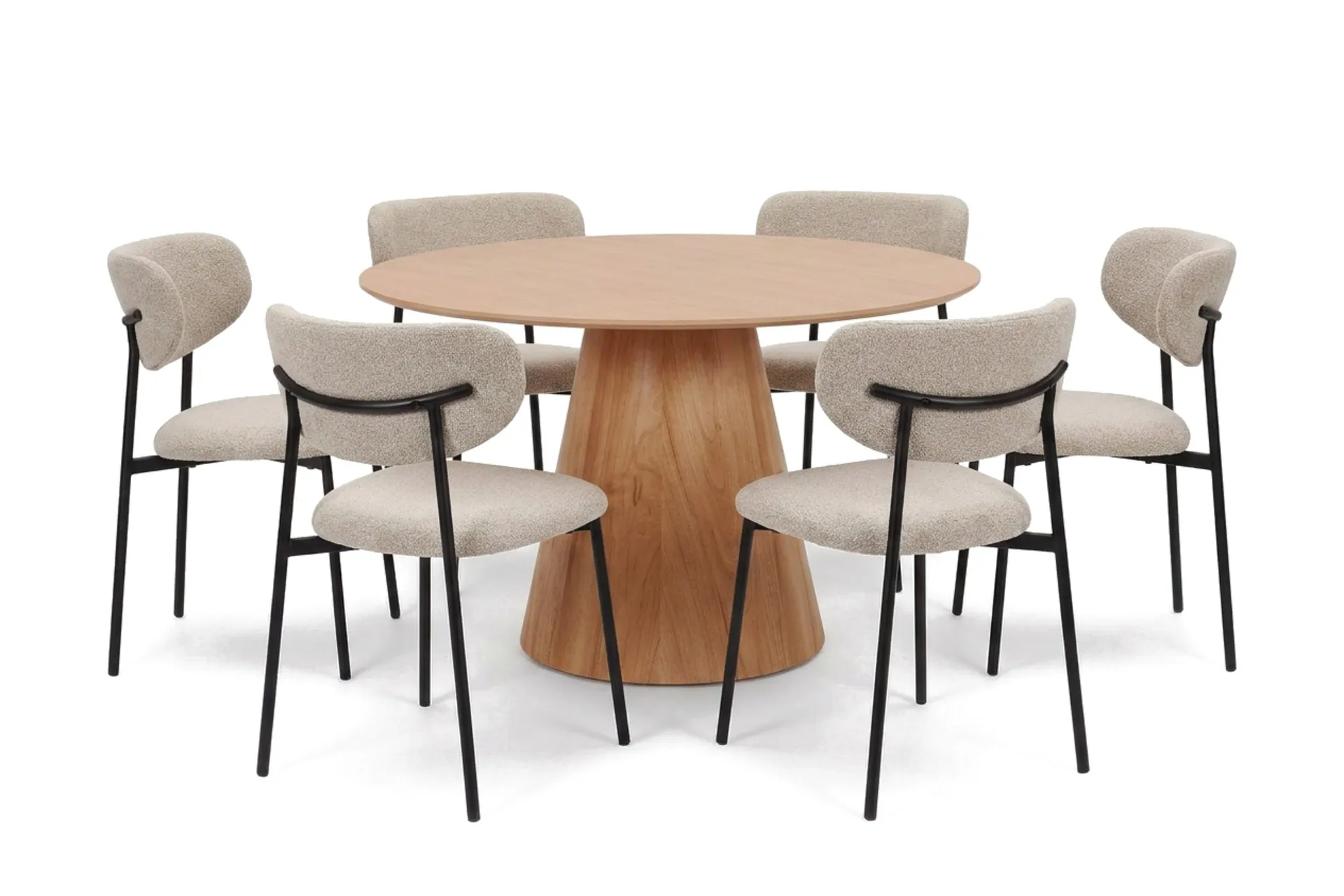 Siena spisegruppe rund 130 cm eik med 6 Lucy spisestoler - Eik