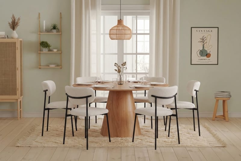 Siena spisegruppe rund 130 cm eik med 6 Lucy spisestoler - Eik - Møbler - Bord - Spisegrupper