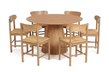 Siena spisegruppe rund 130 cm eik med 6 Malte spisestoler - Eik - Møbler - Bord - Spisegrupper