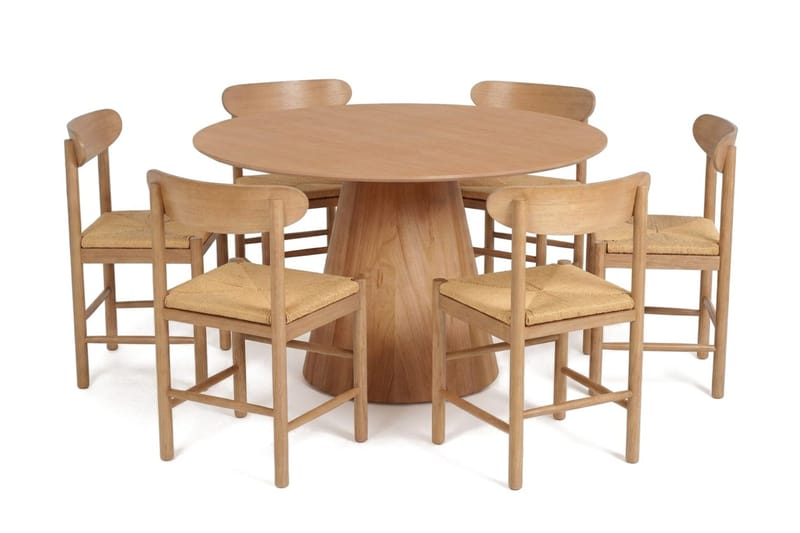 Siena spisegruppe rund 130 cm eik med 6 Malte spisestoler - Eik - Møbler - Bord - Spisegrupper