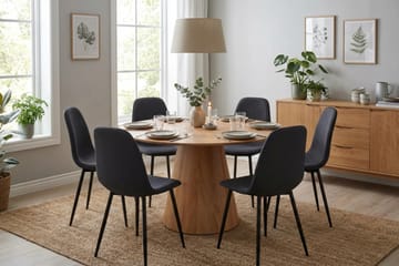 Siena spisegruppe rund 130 cm eik med 6 Nibe spisestoler - Eik - Møbler - Bord - Spisegrupper