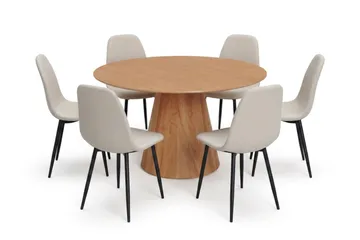 Beige/metallben svart - Røkt eik