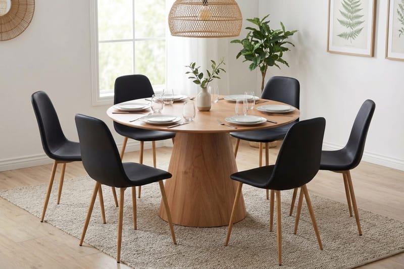 Siena spisegruppe rund 130 cm eik med 6 Nibe spisestoler - Eik - Møbler - Bord - Spisegrupper