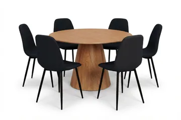 Siena spisegruppe rund 130 cm eik med 6 Nibe spisestoler - Eik - Møbler - Bord - Spisegrupper