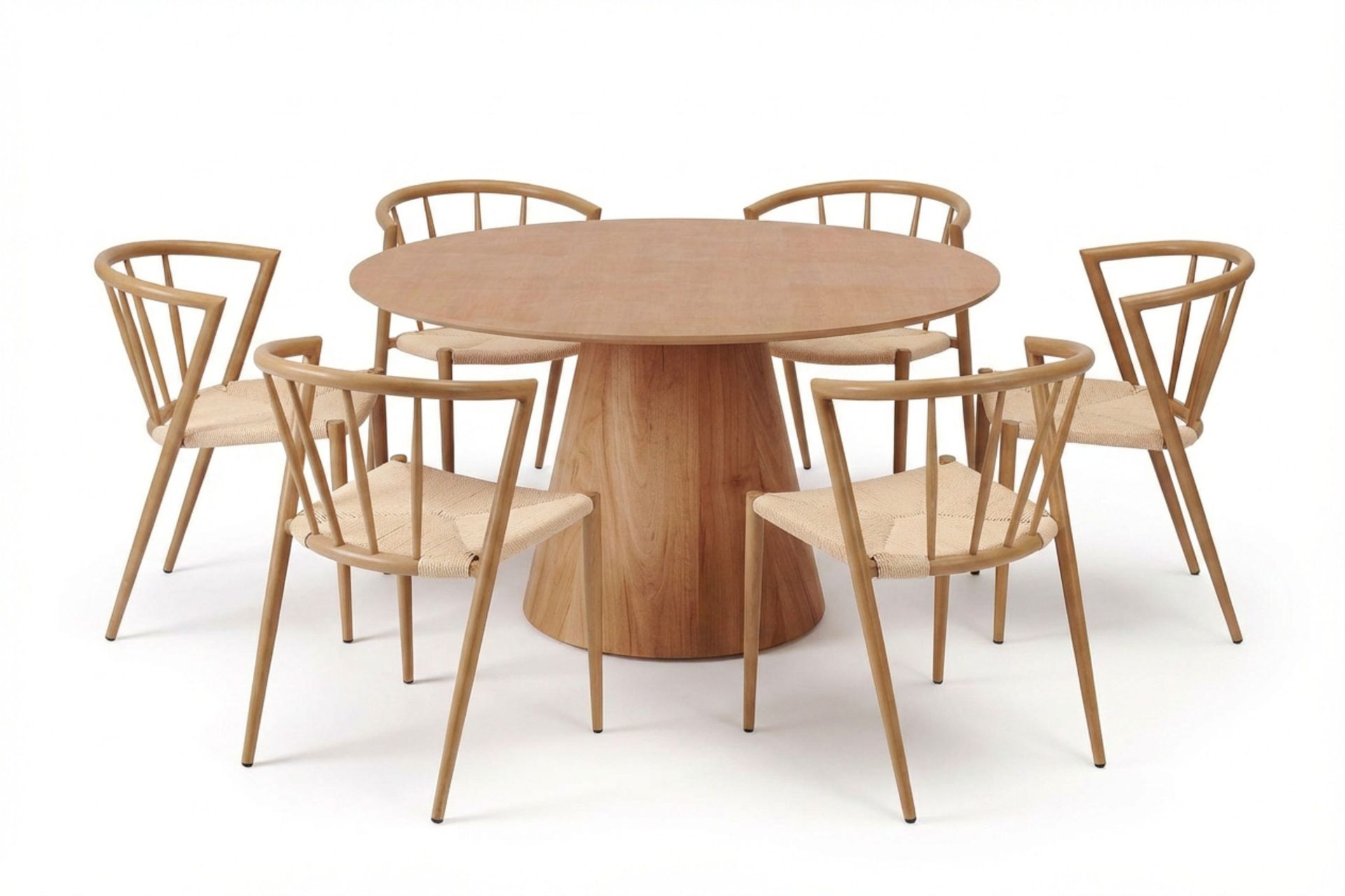 Siena spisegruppe rund 130 cm eik med 6 Winston spisestoler - Eik
