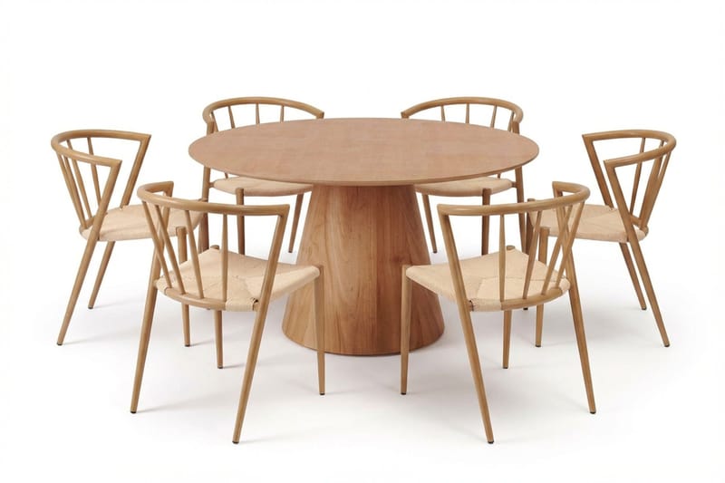 Siena spisegruppe rund 130 cm eik med 6 Winston spisestoler - Eik - Møbler - Bord - Spisegrupper