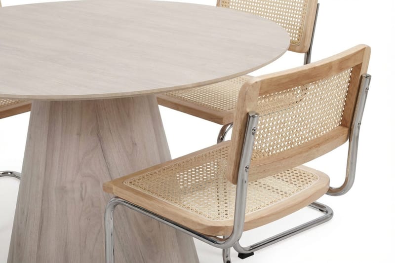 Siena spisegruppe rund 130 cm hvitlasert med 6 Build spisestoler - Hvitbeiset eik - Møbler - Bord - Spisegrupper