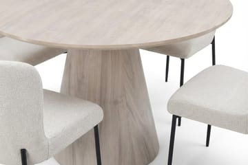Siena spisegruppe rund 130 cm hvitlasert med 6 Elsie spisestoler - Hvitbeiset eik - Møbler - Bord - Spisegrupper