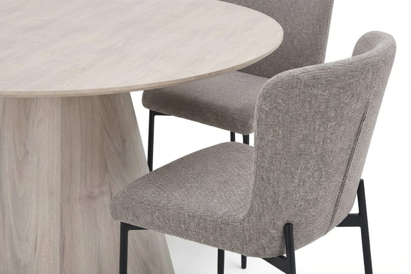 Siena spisegruppe rund 130 cm hvitlasert med 6 Elsie spisestoler - Hvitlasert/lysegrå - Møbler - Bord - Spisegrupper