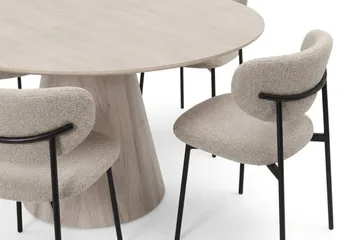 Siena spisegruppe rund 130 cm hvitlasert med 6 Lucy spisestoler - Hvitbeiset eik - Møbler - Bord - Spisegrupper
