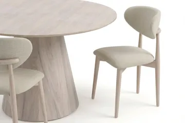 Siena spisegruppe rund 130 cm hvitlasert med 6 Molly spisestoler - Hvitbeiset eik - Møbler - Bord - Spisegrupper