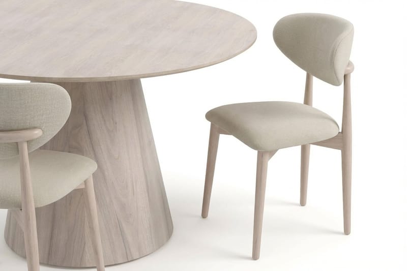 Siena spisegruppe rund 130 cm hvitlasert med 6 Molly spisestoler - Hvitbeiset eik - Møbler - Bord - Spisegrupper