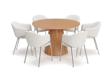 Siena spisegruppe rund 130 cm med 6 Filip spisestoler - Eik - Møbler - Bord - Spisegrupper