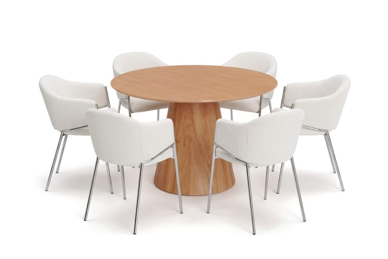 Siena spisegruppe rund 130 cm med 6 Filip spisestoler - Eik - Møbler - Bord - Spisegrupper