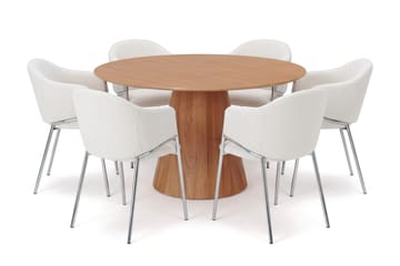 Siena spisegruppe rund 130 cm med 6 Filip spisestoler - Eik - Møbler - Bord - Spisegrupper