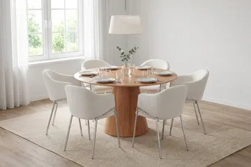 Siena spisegruppe rund 130 cm med 6 Filip spisestoler - Eik - Møbler - Bord - Spisegrupper