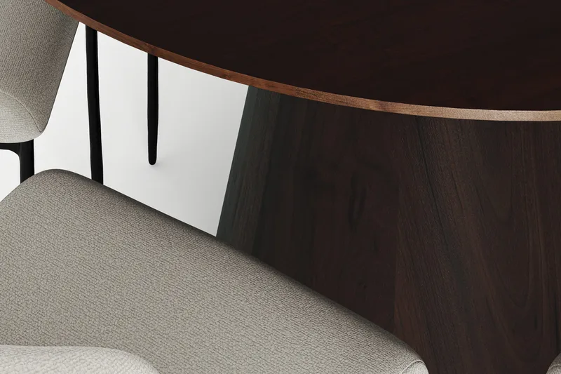 Siena spisegruppe rund 130 cm røkt eik med 6 Elsie spisestoler - Røkt eik/Beige - Møbler - Bord - Spisegrupper