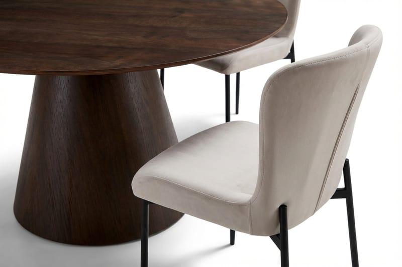 Siena Spisegruppe Rund 130 cm Røkt Eik med 6 Elsie Spisestoler - Røkt Eik/Beige - Møbler - Bord - Spisegrupper