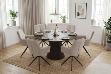 Siena spisegruppe rund 130 cm røkt eik med 6 Torsby spisestoler - Røkt eik - Møbler - Bord - Spisegrupper