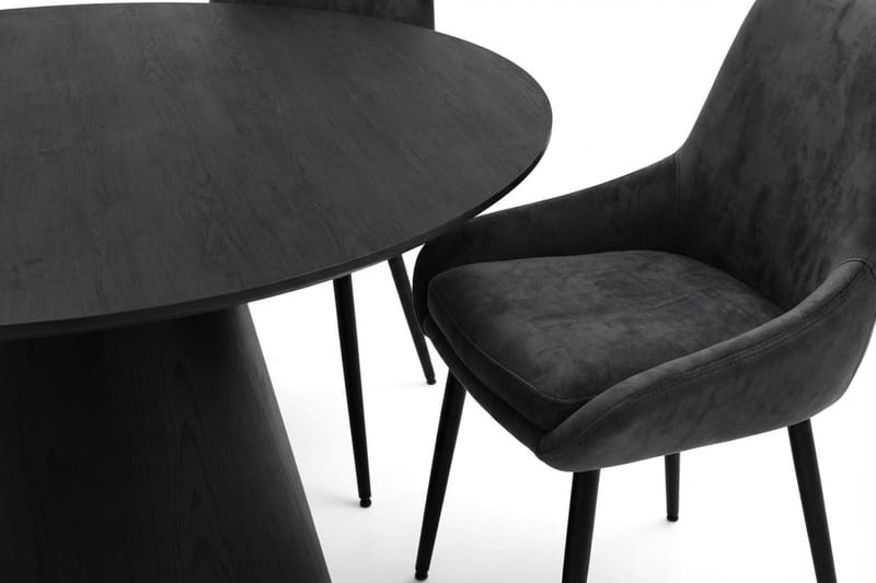 Siena spisegruppe rund 130 cm svart med 6 Alsarp spisestoler - Svartbeiset eik - Møbler - Bord - Spisegrupper