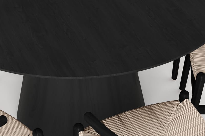 Siena spisegruppe rund 130 cm svart med 6 Dastoori spisestoler - Svartbeiset eik - Møbler - Bord - Spisegrupper