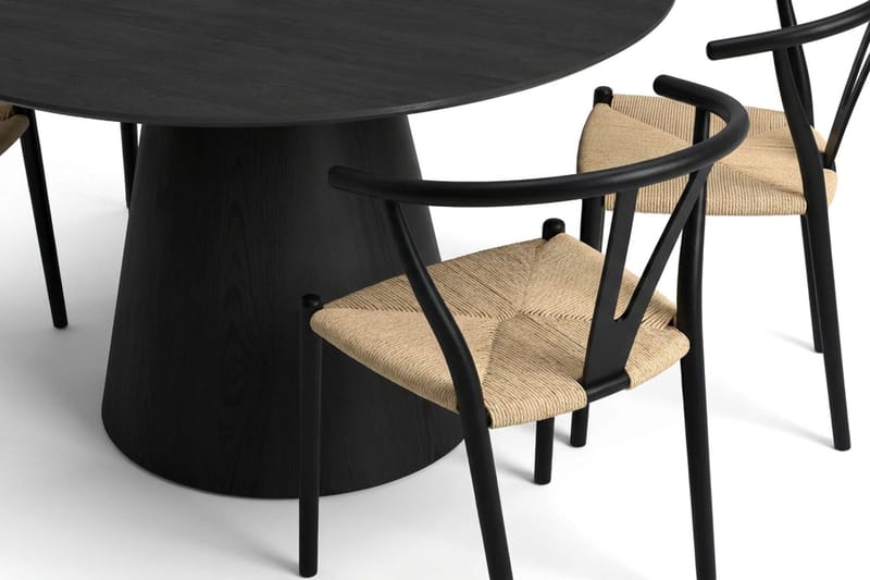 Siena spisegruppe rund 130 cm svart med 6 Elysia spisestoler - Svart - Møbler - Bord - Spisegrupper