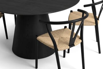 Siena spisegruppe rund 130 cm svart med 6 Elysia spisestoler - Svartbeiset eik - Møbler - Bord - Spisegrupper