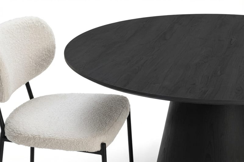 Siena spisegruppe rund 130 cm svart med 6 Gemmiano spisestoler - Svartbeiset eik - Møbler - Bord - Spisegrupper