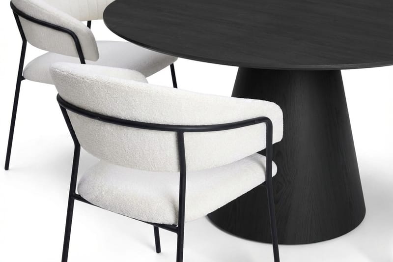 Siena spisegruppe rund 130 cm svart med 6 Karol spisestoler - Svart - Møbler - Bord - Spisegrupper