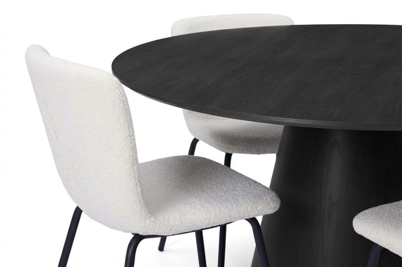 Siena spisegruppe rund 130 cm svart med 6 Katy spisestoler - Svart - Møbler - Bord - Spisegrupper