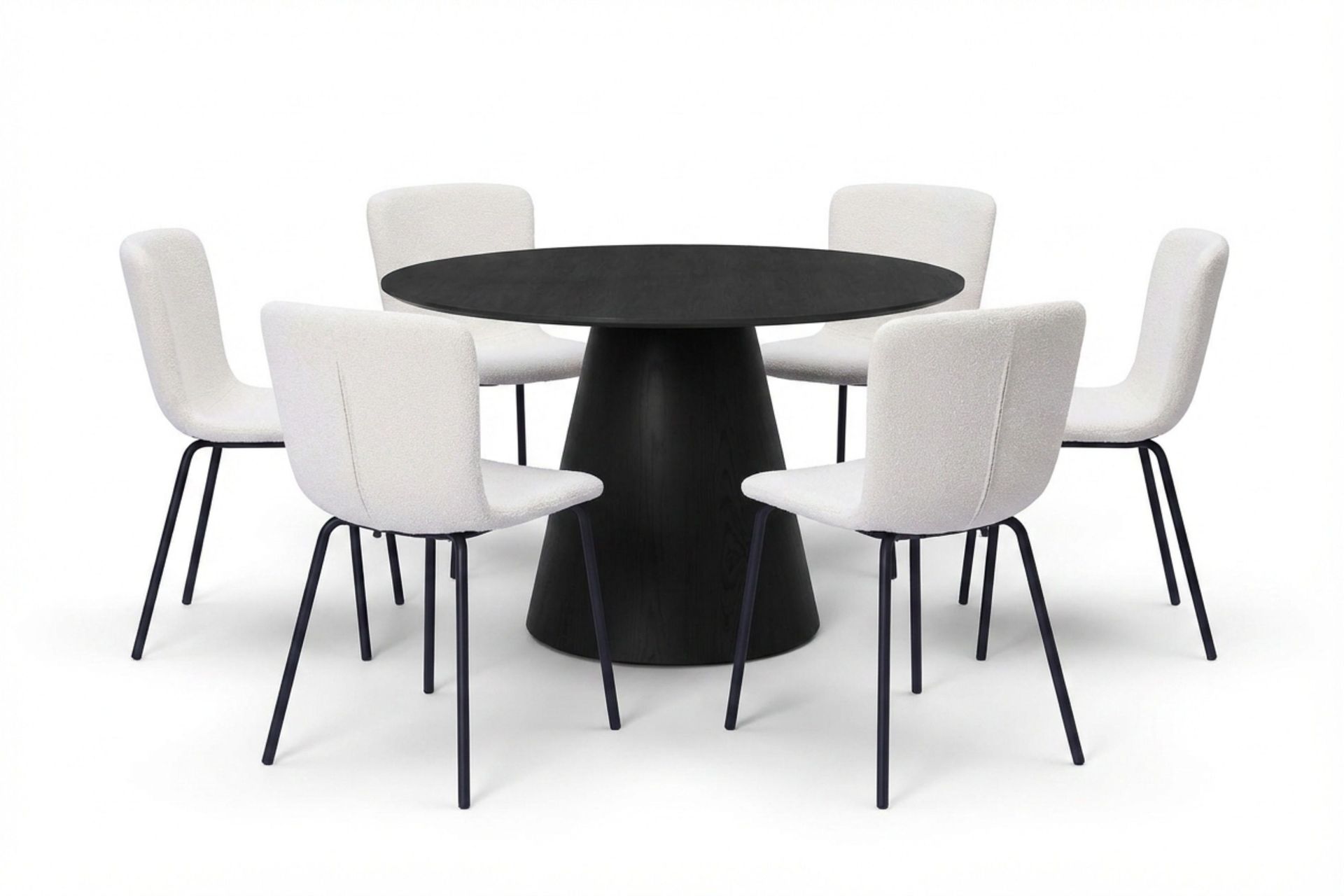 Siena spisegruppe rund 130 cm svart med 6 Katy spisestoler - Svart