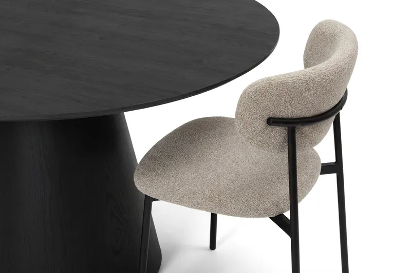 Siena spisegruppe rund 130 cm svart med 6 Lucy spisestoler - Svartbeiset eik - Møbler - Bord - Spisegrupper