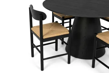 Siena spisegruppe rund 130 cm svart med 6 Malte spisestoler - Svartbeiset eik - Møbler - Bord - Spisegrupper