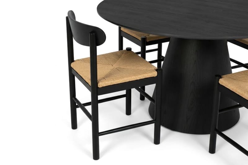 Siena Spisegruppe rund 130 cm Svart med 6 Malte Spisestoler - Møbler - Bord - Spisegrupper