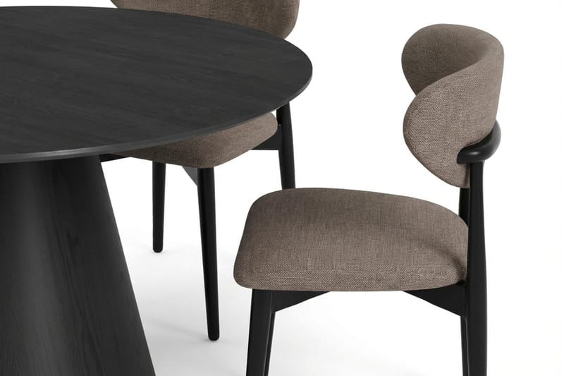 Siena spisegruppe rund 130 cm svart med 6 Molly spisestoler - Svart - Møbler - Bord - Spisegrupper