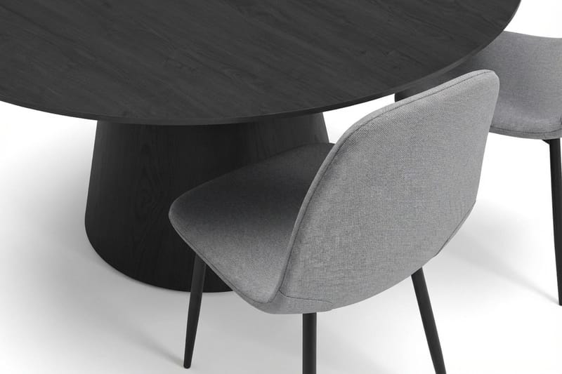 Siena spisegruppe rund 130 cm svart med 6 Nibe spisestoler - Svart - Møbler - Bord - Spisegrupper