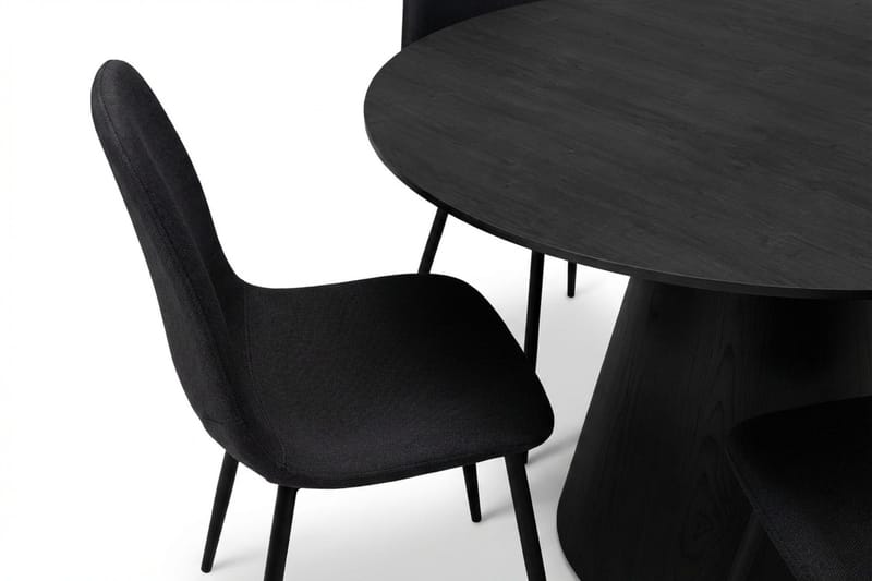 Siena spisegruppe rund 130 cm svart med 6 Nibe spisestoler - Svart - Møbler - Bord - Spisegrupper