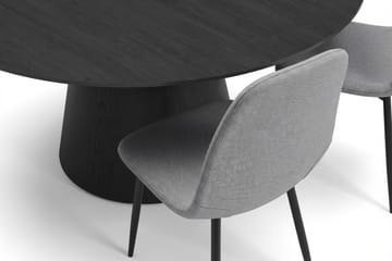 Siena spisegruppe rund 130 cm svart med 6 Nibe spisestoler - Svartbeiset eik - Møbler - Bord - Spisegrupper