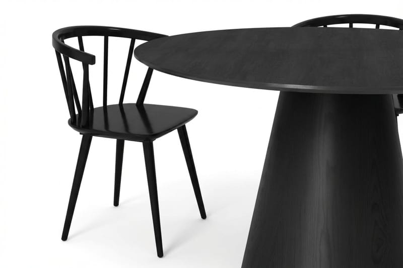 Siena spisegruppe rund 130 cm svart med 6 Tyrö spisestoler - Svart - Møbler - Bord - Spisegrupper