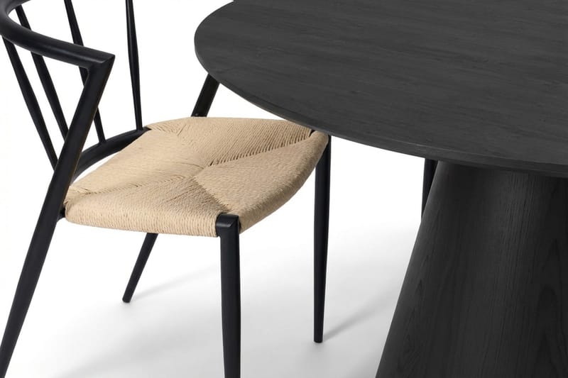 Siena spisegruppe rund 130 cm svart med 6 Winston spisestoler - Svart - Møbler - Bord - Spisegrupper