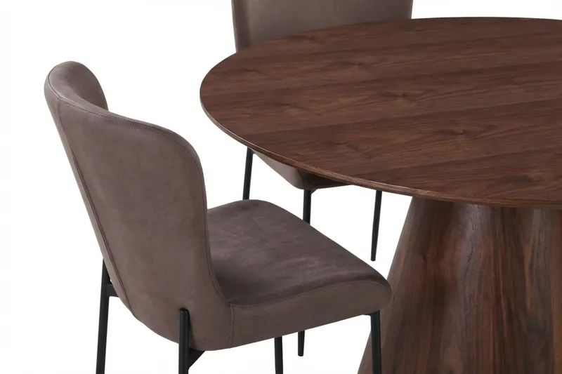 Siena spisegruppe rund 130 cm valnøtt med 6 Elsie spisestoler - Valnøtt/Brun - Møbler - Bord - Spisegrupper