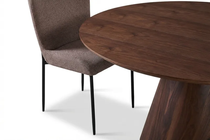 Siena Spisegruppe Rund 130 cm Valnøtt med 6 Elsie Spisestoler - Valnøtt/Grå - Møbler - Bord - Spisegrupper