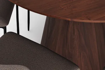 Siena spisegruppe rund 130 cm valnøtt med 6 Elsie spisestoler - Valnøtt/Grå - Møbler - Bord - Spisegrupper