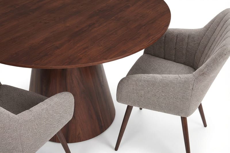 Siena spisegruppe rund 130 cm valnøtt med 6 Filippa spisestoler - Valnøtt - Møbler - Bord - Spisegrupper