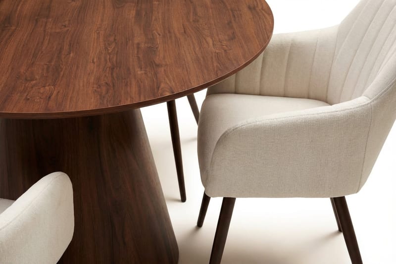 Siena spisegruppe rund 130 cm valnøtt med 6 Filippa spisestoler - Valnøtt - Møbler - Bord - Spisegrupper