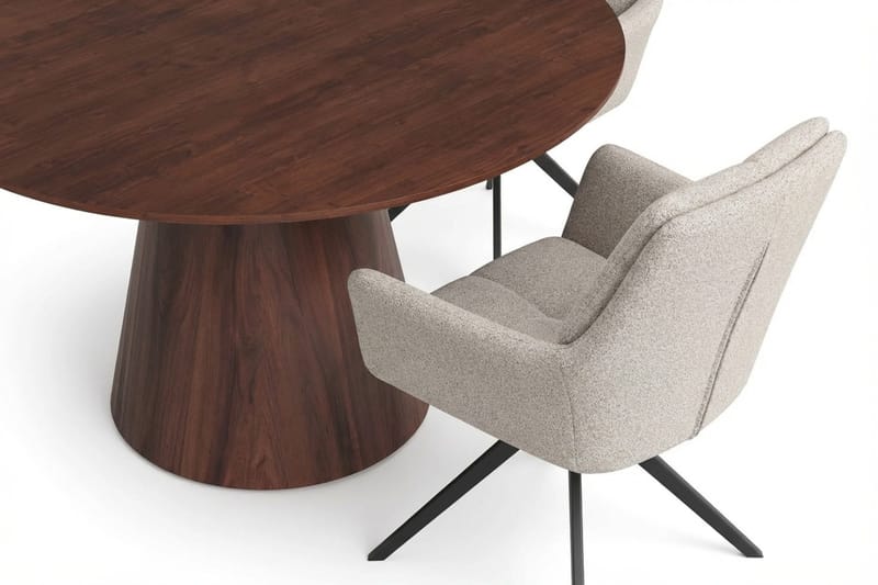 Siena spisegruppe rund 130 cm valnøtt med 6 Torsby spisestoler - Valnøtt - Møbler - Bord - Spisegrupper
