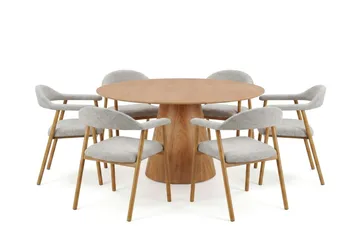 Siena spisegruppe rund 150 cm eik med 4 Ronja spisestoler - Eik - Møbler - Bord - Spisegrupper