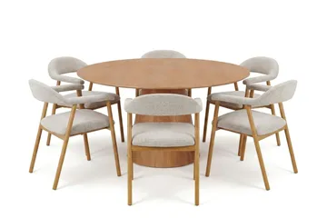 Siena spisegruppe rund 150 cm eik med 4 Ronja spisestoler - Eik - Møbler - Bord - Spisegrupper