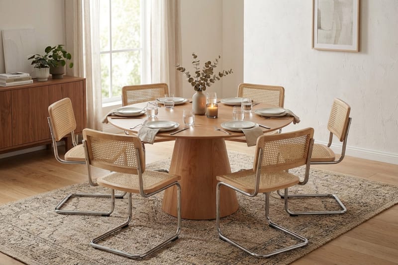 Siena spisegruppe rund 150 cm eik med 6 Build spisestoler - Eik - Møbler - Bord - Spisegrupper